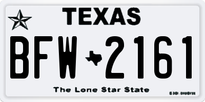 TX license plate BFW2161