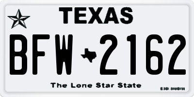 TX license plate BFW2162