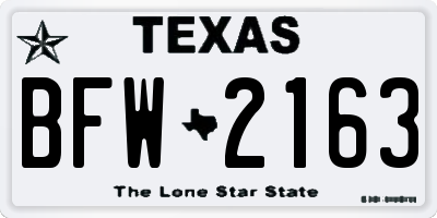 TX license plate BFW2163