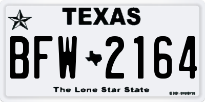 TX license plate BFW2164