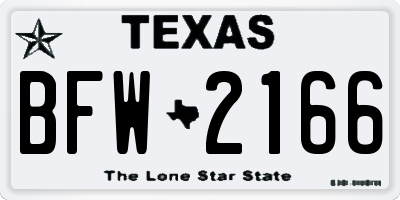 TX license plate BFW2166