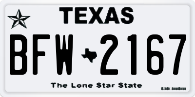 TX license plate BFW2167