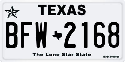 TX license plate BFW2168