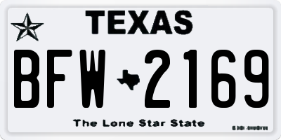 TX license plate BFW2169