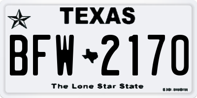 TX license plate BFW2170