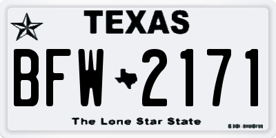 TX license plate BFW2171