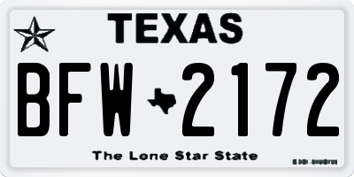 TX license plate BFW2172