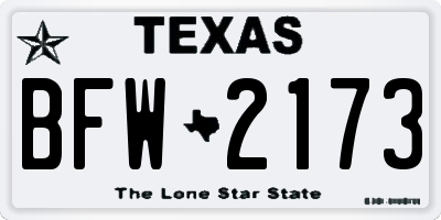 TX license plate BFW2173