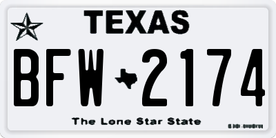 TX license plate BFW2174