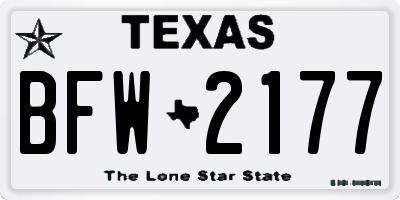 TX license plate BFW2177