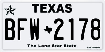 TX license plate BFW2178