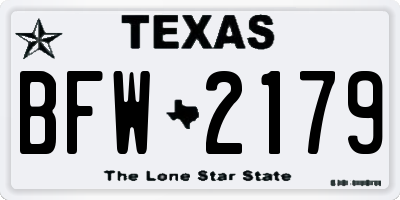 TX license plate BFW2179