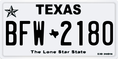 TX license plate BFW2180