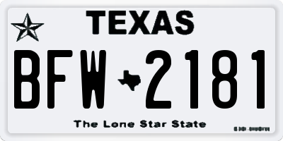 TX license plate BFW2181