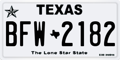 TX license plate BFW2182
