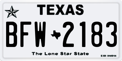 TX license plate BFW2183
