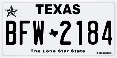 TX license plate BFW2184