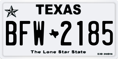 TX license plate BFW2185