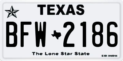 TX license plate BFW2186