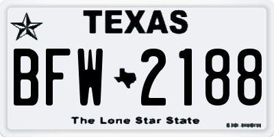 TX license plate BFW2188