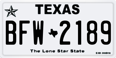 TX license plate BFW2189