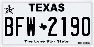 TX license plate BFW2190