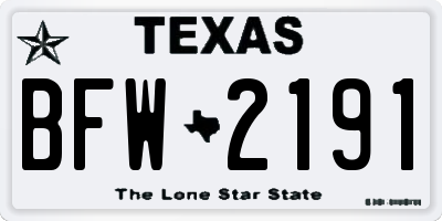 TX license plate BFW2191