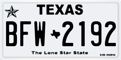 TX license plate BFW2192