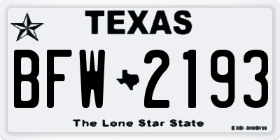 TX license plate BFW2193