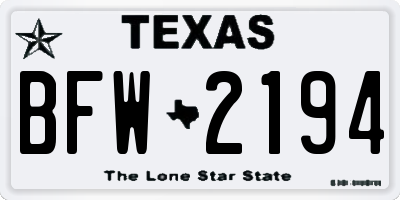 TX license plate BFW2194