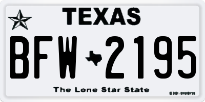 TX license plate BFW2195