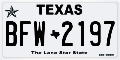 TX license plate BFW2197