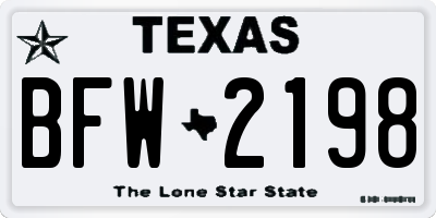 TX license plate BFW2198