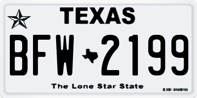 TX license plate BFW2199