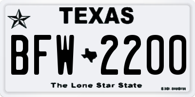 TX license plate BFW2200