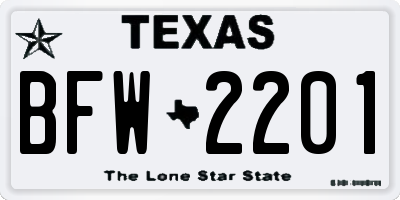 TX license plate BFW2201