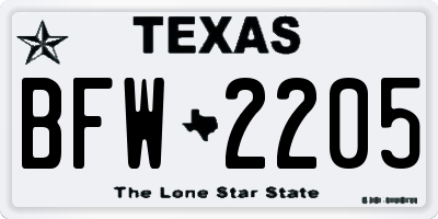 TX license plate BFW2205