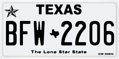 TX license plate BFW2206