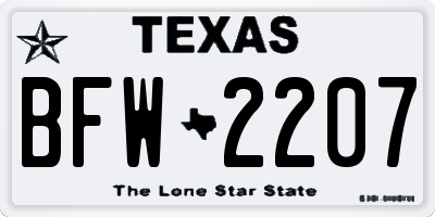 TX license plate BFW2207