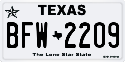 TX license plate BFW2209