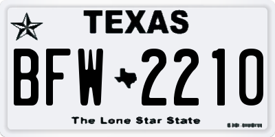 TX license plate BFW2210