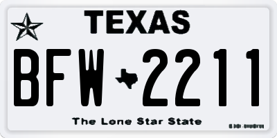 TX license plate BFW2211
