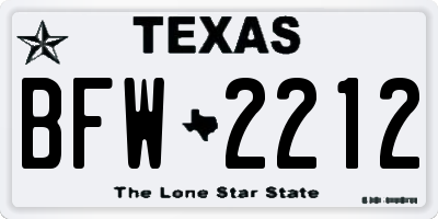 TX license plate BFW2212