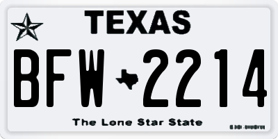 TX license plate BFW2214