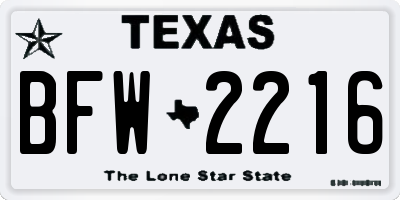 TX license plate BFW2216