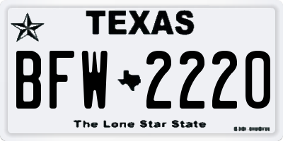 TX license plate BFW2220