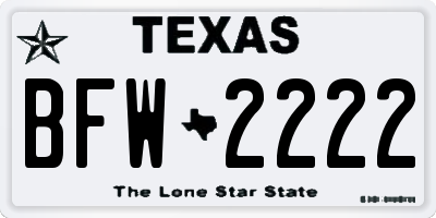 TX license plate BFW2222