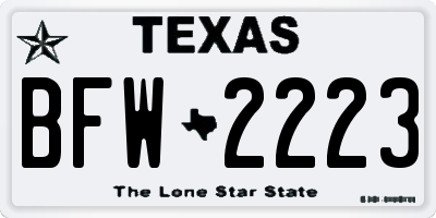 TX license plate BFW2223