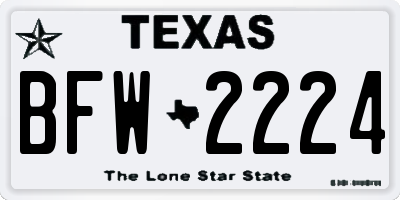 TX license plate BFW2224