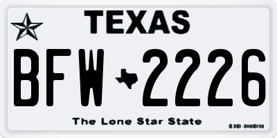 TX license plate BFW2226